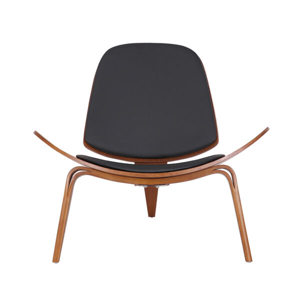 Πολυθρόνα Vilma PU μαύρο- plywood καρυδί 90x73x75εκ