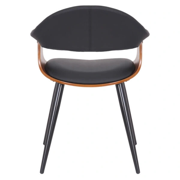 Πολυθρόνα Austen PU μαύρο-πόδι καρυδί