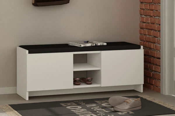 Έπιπλο εισόδου σκαμπό-παπουτσοθήκη ZULLA 10 ζεύγων λευκό 110x37x43εκ