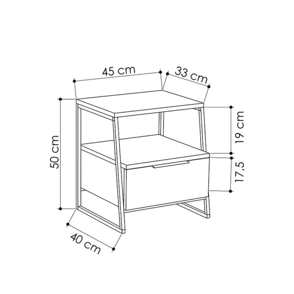 Κομοδίνο Johana μαύρο-γκρι antique 45x40x50εκ