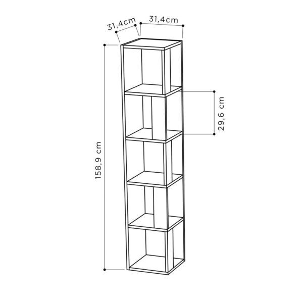 Βιβλιoθήκη στήλη Raphael ανθρακί 31.5x31.5x159εκ