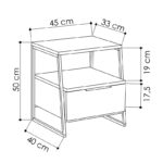 Κομοδίνο Johana  μαύρο-oak 45x40x50εκ