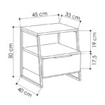 Κομοδίνο Johana  μαύρο-εκρού 45x40x50εκ