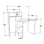 Γραφείο με βιβλιοθήκη Slate χρώμα λευκό-φυσικό 120x60x112εκ