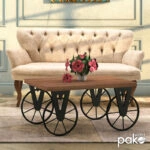 Τραπέζι σαλονιού Bike χρώμα μαύρο-καρυδί 85x55x41εκ