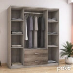 Ντουλάπα ρούχων τετράφυλλη OLYMPUS  χρώμα castillo-toro 159x57x183εκ