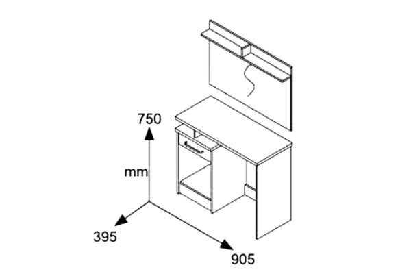 Τουαλέτα κρεβατοκάμαρας OLYMPUS  με καθρέπτη και σκαμπό χρώμα wenge