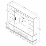 Σύνθετο σαλονιού Mozart  χρώμα καρυδί 200x40x170,5εκ
