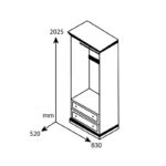 Ντουλάπα ρούχων δίφυλλη Mozart χρώμα καρυδί 83x52x202,5εκ