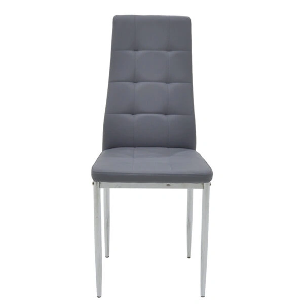 Καρέκλα Cube PU γκρι-πόδι χρωμίου