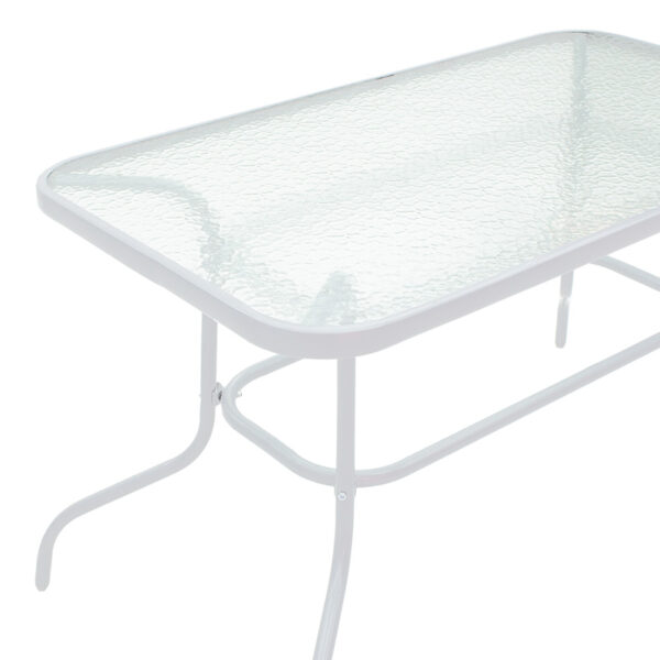 Τραπέζι Ensure μέταλλο λευκό-γυαλί 120x70x70εκ