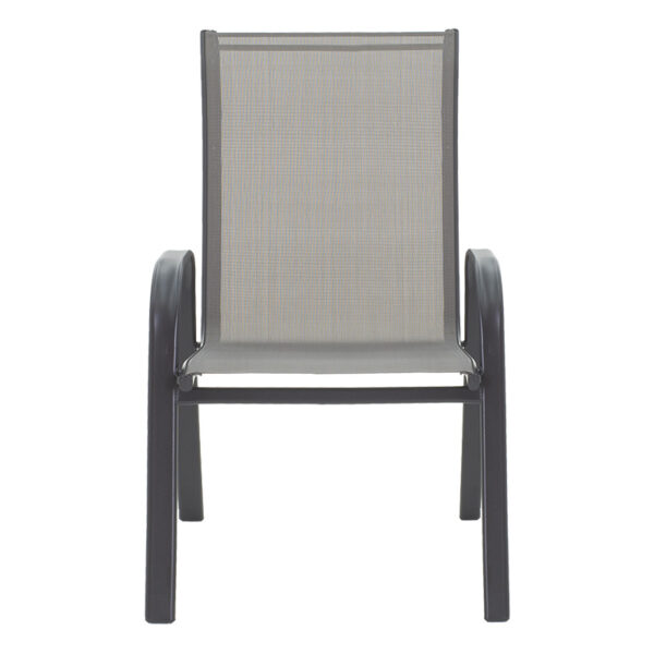 Πολυθρόνα Calan στοιβαζόμενη μέταλλο ανθρακί-textilene ανθρακί 54x74x91εκ