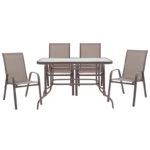 Τραπεζαρία Valor-Calan σετ 5τεμ μέταλλο-textilene καφέ 110x60x70εκ