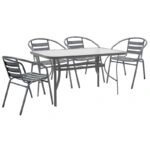 Τραπεζαρία Ensure-Tade  σετ 5τεμ μέταλλο-γυαλί σε ανθρακί απόχρωση 140x80x70εκ