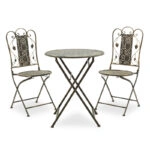 Τραπεζαρία Drill  σετ 3τεμ μέταλλο χρώμα χαλκού antique