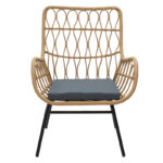 Πολυθρόνα Naoki μέταλλο μαύρο-pe φυσικό-μαξιλάρι