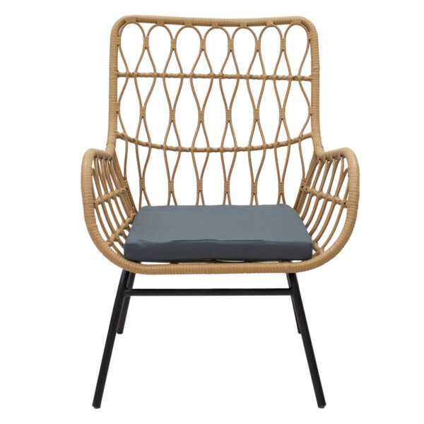 Πολυθρόνα Naoki μέταλλο μαύρο-pe φυσικό-μαξιλάρι