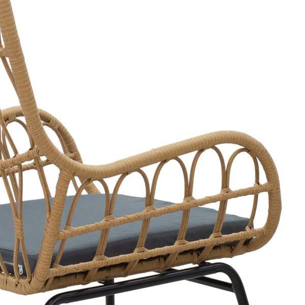 Πολυθρόνα Naoki μέταλλο μαύρο-pe φυσικό-μαξιλάρι