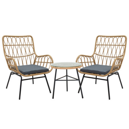 Σαλόνι Gaus σετ 3τεμ pe φυσικό-μέταλλο μαύρο