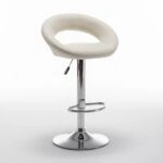 Σκαμπό Bar  FETT Με Πλάτη Πτυσσόμενο Μπεζ PU/Μέταλλο 54x49x81-103cm