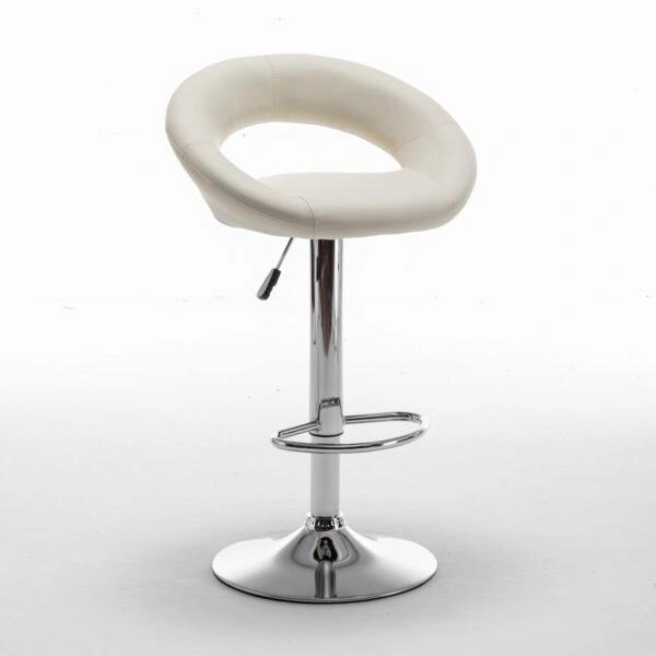 Σκαμπό Bar  FETT Με Πλάτη Πτυσσόμενο Μπεζ PU/Μέταλλο 54x49x81-103cm