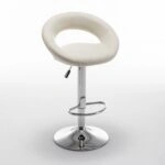 Σκαμπό Bar  FETT Με Πλάτη Πτυσσόμενο Μπεζ PU/Μέταλλο 54x49x81-103cm