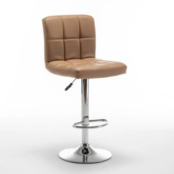 Σκαμπό Bar  DIN Με Πλάτη Πτυσσόμενο Cappuccino PVC/Μέταλλο 44x50x92-113cm