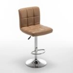 Σκαμπό Bar  DIN Με Πλάτη Πτυσσόμενο Cappuccino PVC/Μέταλλο 44x50x92-113cm