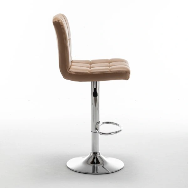 Σκαμπό Bar  DIN Με Πλάτη Πτυσσόμενο Cappuccino PVC/Μέταλλο 44x50x92-113cm