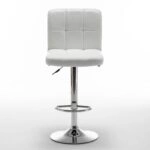 Σκαμπό Bar  DIN Με Πλάτη Πτυσσόμενο Λευκό PVC/Μέταλλο 44x50x92-113cm