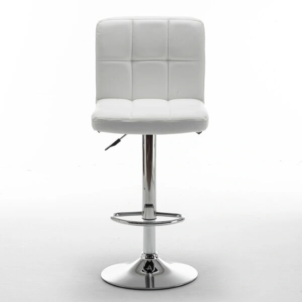 Σκαμπό Bar  DIN Με Πλάτη Πτυσσόμενο Λευκό PVC/Μέταλλο 44x50x92-113cm