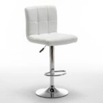 Σκαμπό Bar  DIN Με Πλάτη Πτυσσόμενο Λευκό PVC/Μέταλλο 44x50x92-113cm