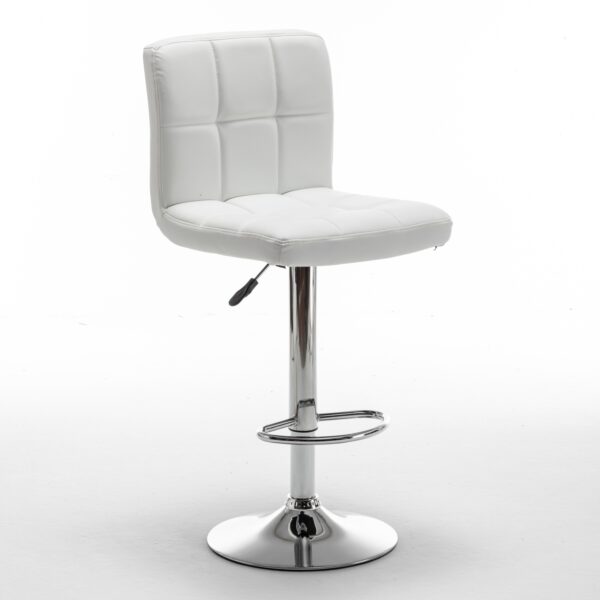 Σκαμπό Bar  DIN Με Πλάτη Πτυσσόμενο Λευκό PVC/Μέταλλο 44x50x92-113cm