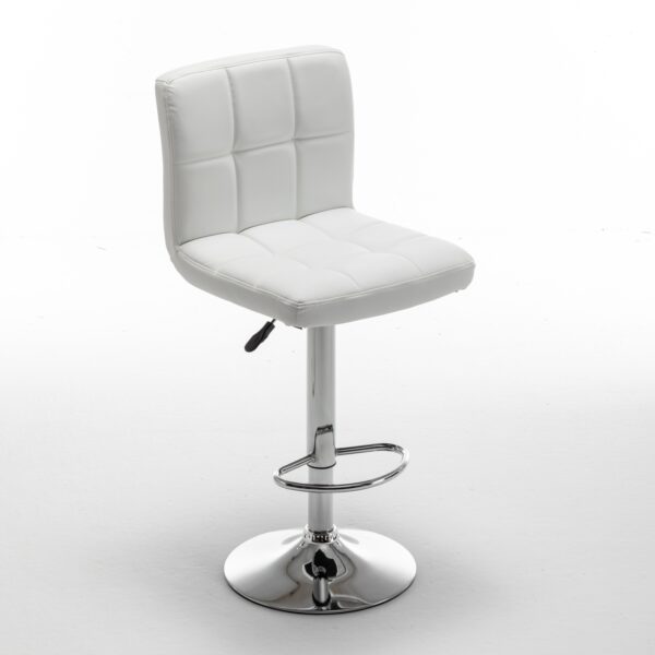 Σκαμπό Bar  DIN Με Πλάτη Πτυσσόμενο Λευκό PVC/Μέταλλο 44x50x92-113cm