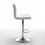 Σκαμπό Bar  DIN Με Πλάτη Πτυσσόμενο Λευκό PVC/Μέταλλο 44x50x92-113cm