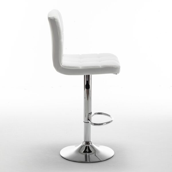 Σκαμπό Bar  DIN Με Πλάτη Πτυσσόμενο Λευκό PVC/Μέταλλο 44x50x92-113cm