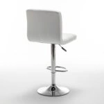 Σκαμπό Bar  DIN Με Πλάτη Πτυσσόμενο Λευκό PVC/Μέταλλο 44x50x92-113cm