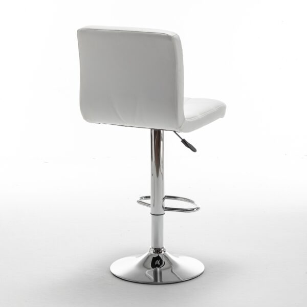 Σκαμπό Bar  DIN Με Πλάτη Πτυσσόμενο Λευκό PVC/Μέταλλο 44x50x92-113cm