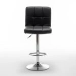 Σκαμπό Bar  DIN Με Πλάτη Πτυσσόμενο Μαύρο PVC/Μέταλλο 44x50x92-113cm