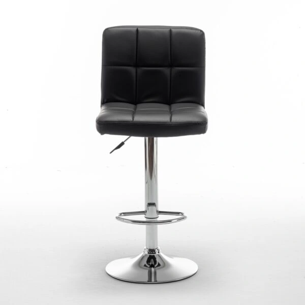 Σκαμπό Bar  DIN Με Πλάτη Πτυσσόμενο Μαύρο PVC/Μέταλλο 44x50x92-113cm