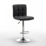 Σκαμπό Bar  DIN Με Πλάτη Πτυσσόμενο Μαύρο PVC/Μέταλλο 44x50x92-113cm