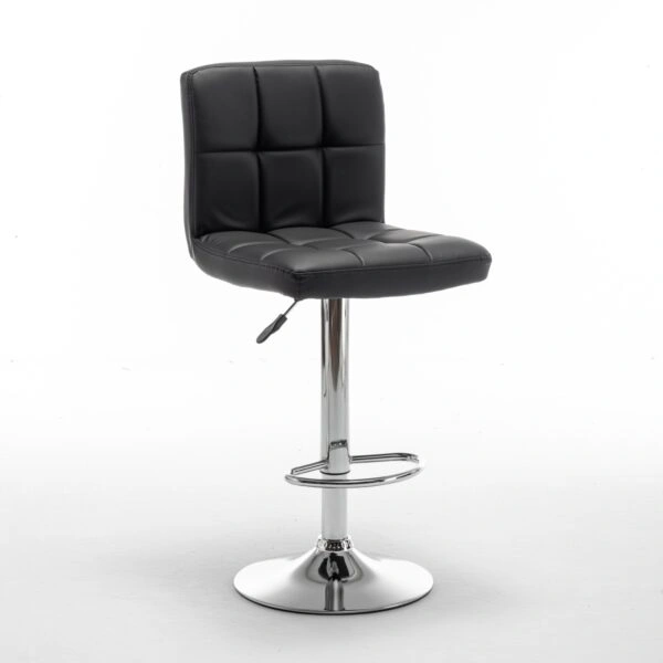 Σκαμπό Bar  DIN Με Πλάτη Πτυσσόμενο Μαύρο PVC/Μέταλλο 44x50x92-113cm