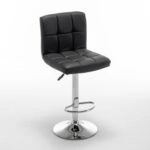 Σκαμπό Bar  DIN Με Πλάτη Πτυσσόμενο Μαύρο PVC/Μέταλλο 44x50x92-113cm