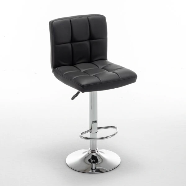 Σκαμπό Bar  DIN Με Πλάτη Πτυσσόμενο Μαύρο PVC/Μέταλλο 44x50x92-113cm