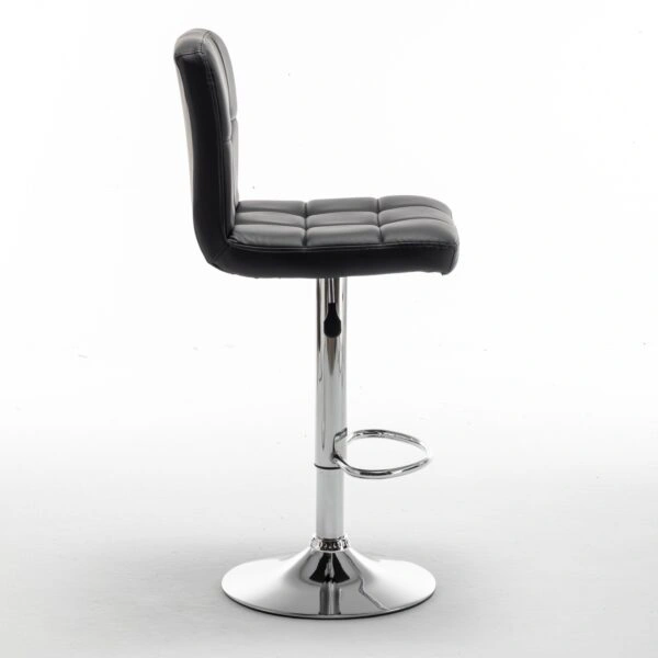 Σκαμπό Bar  DIN Με Πλάτη Πτυσσόμενο Μαύρο PVC/Μέταλλο 44x50x92-113cm