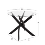 Τραπέζι  KATLA Μαύρο/Διάφανο/Χρώμιο Γυαλί/Μέταλλο 90x90x74cm