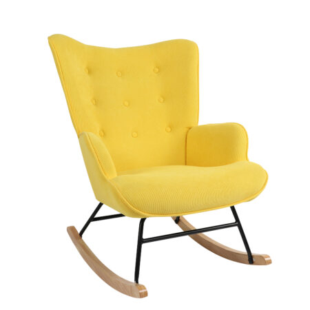 Πολυθρόνα Κουνιστή CANDY CANE Κίτρινο Ύφασμα/Μέταλλο/Ξύλο 91x67x86cm