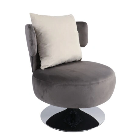 Πολυθρόνα PASSIFLORA Γκρι Ανοιχτό Ύφασμα/Μέταλλο 76x67x76cm