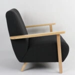 Πολυθρόνα  GREVILLEA Μαύρο/Φυσικό Ύφασμα/Ξύλο 82x70.5x85cm