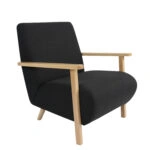 Πολυθρόνα  GREVILLEA Μαύρο/Φυσικό Ύφασμα/Ξύλο 82x70.5x85cm